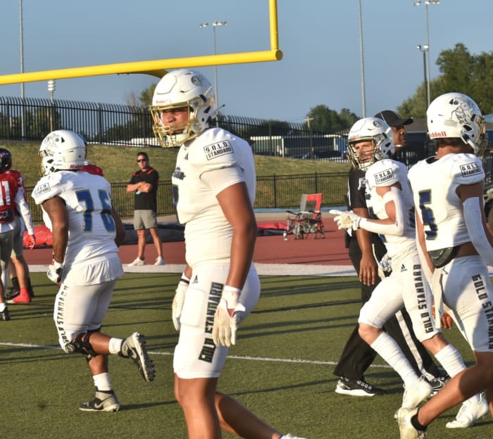 Will Smith (center) and his Choctaw teammates get ready to take the field for their game against Westmoore on Sept. 7, 2023.